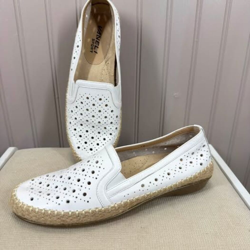 Vaneli Sport White Perforated Espadrille Slip-On Shoes 7M